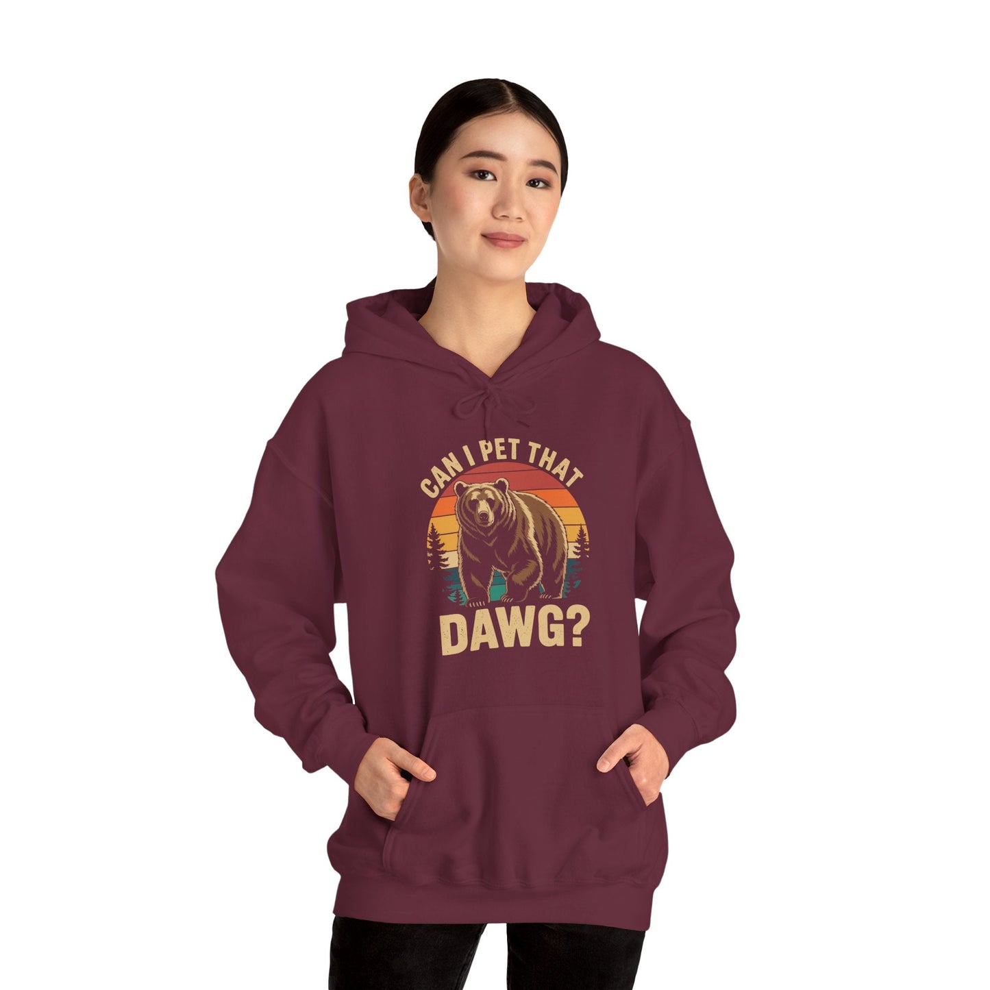 Can I Pet That Dog Funny Dawg Bear Meme Camping Hiking Hoodie