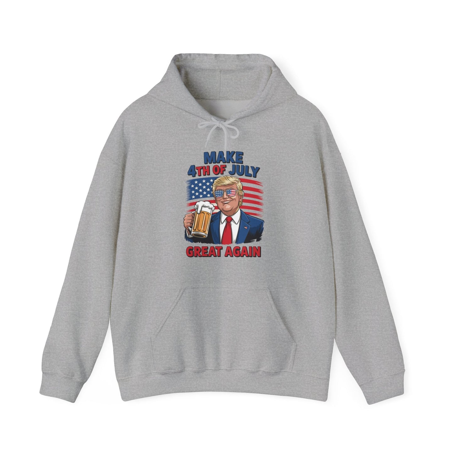 Funny Trump Make 4th Of July Great Again Drinking Beer Hoodie