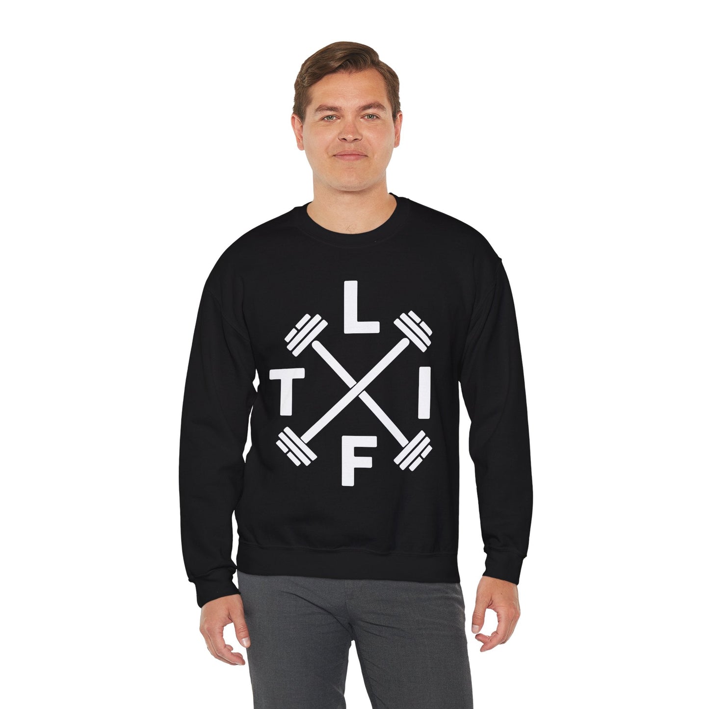 LIFT Weightlifting Fitness Barbells Crossed Circle Sweatshirt