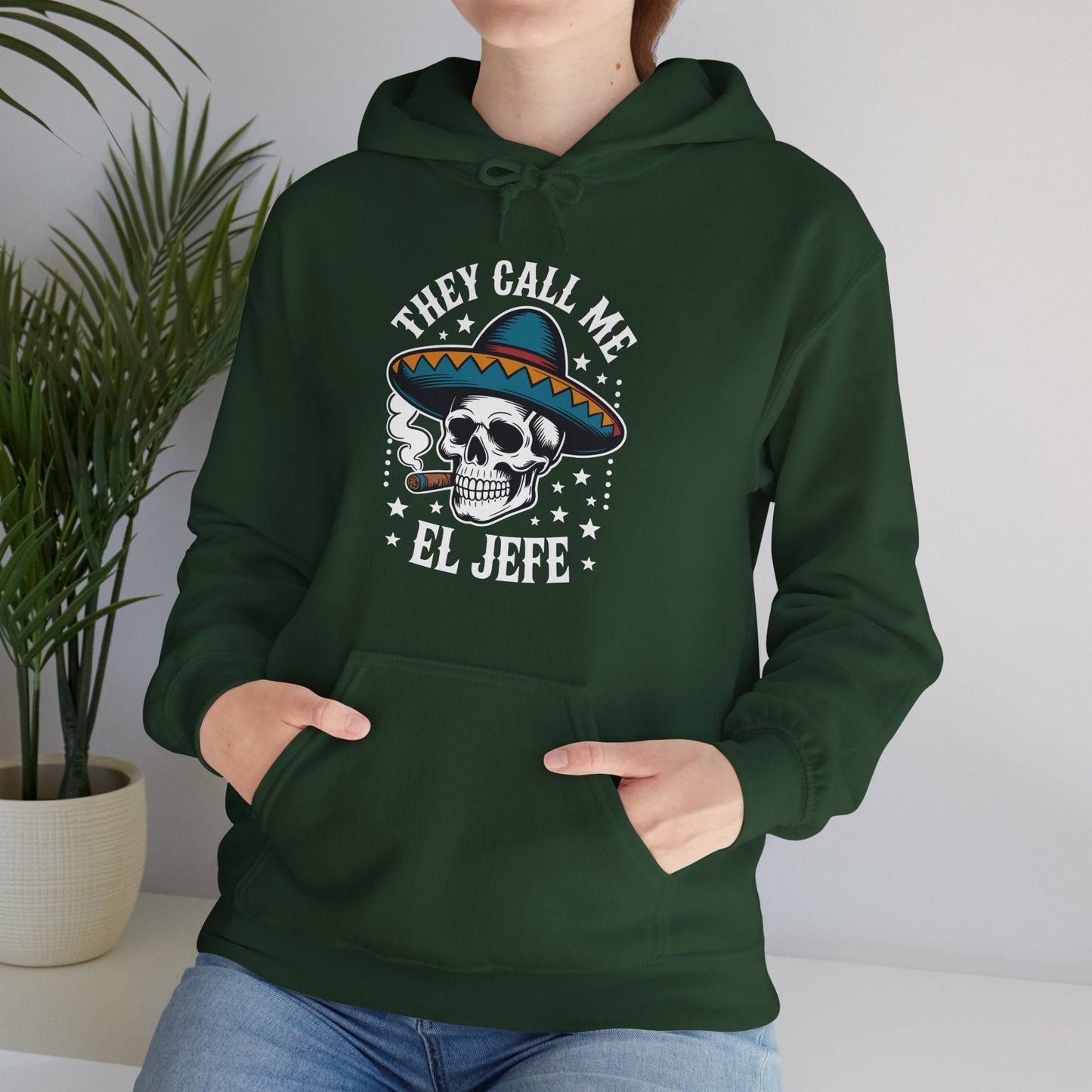 They Call Me El Jefe Mexican Sugar Skull Cinco De Mayo Hoodie