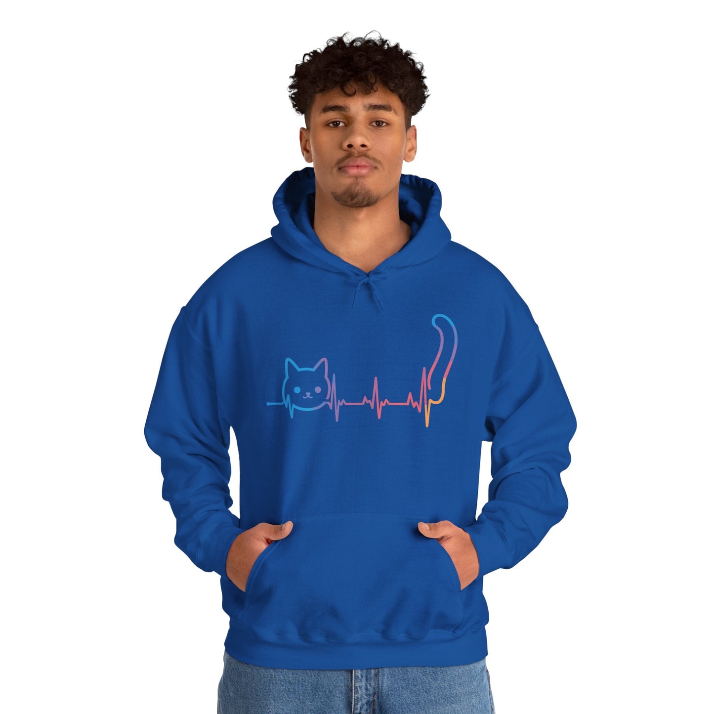 Heartbeat Cat Lover Animal Silhouette Cute Cat Hoodie