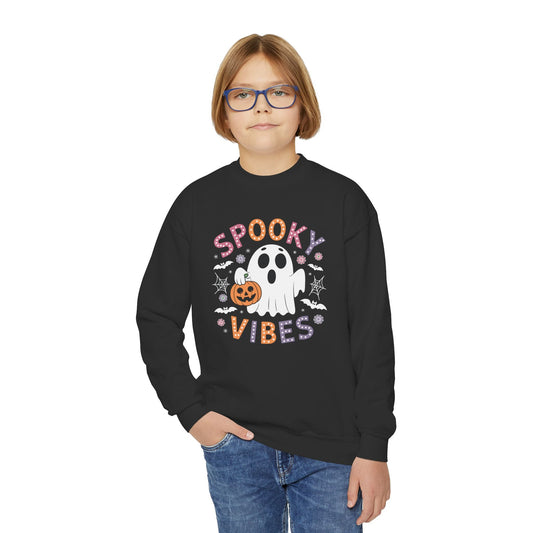 Spooky Vibes Ghost Retro Groovy Halloween Kids Sweatshirt