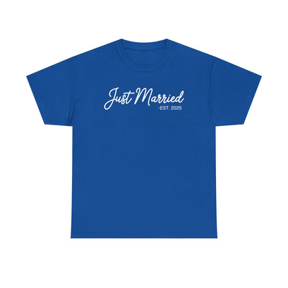 Just Married 2025 Honeymoon Wedding Couples Fiancee T-Shirt