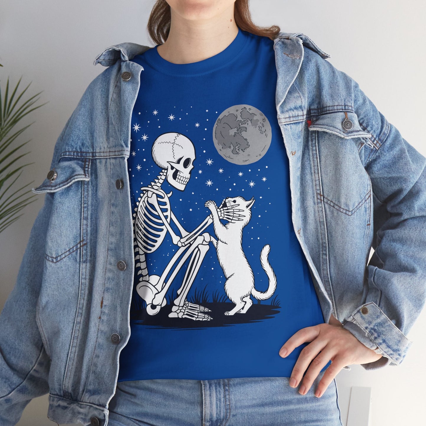 Skeleton Cat Skull Kitty Cute Goth Halloween Men Women T-Shirt
