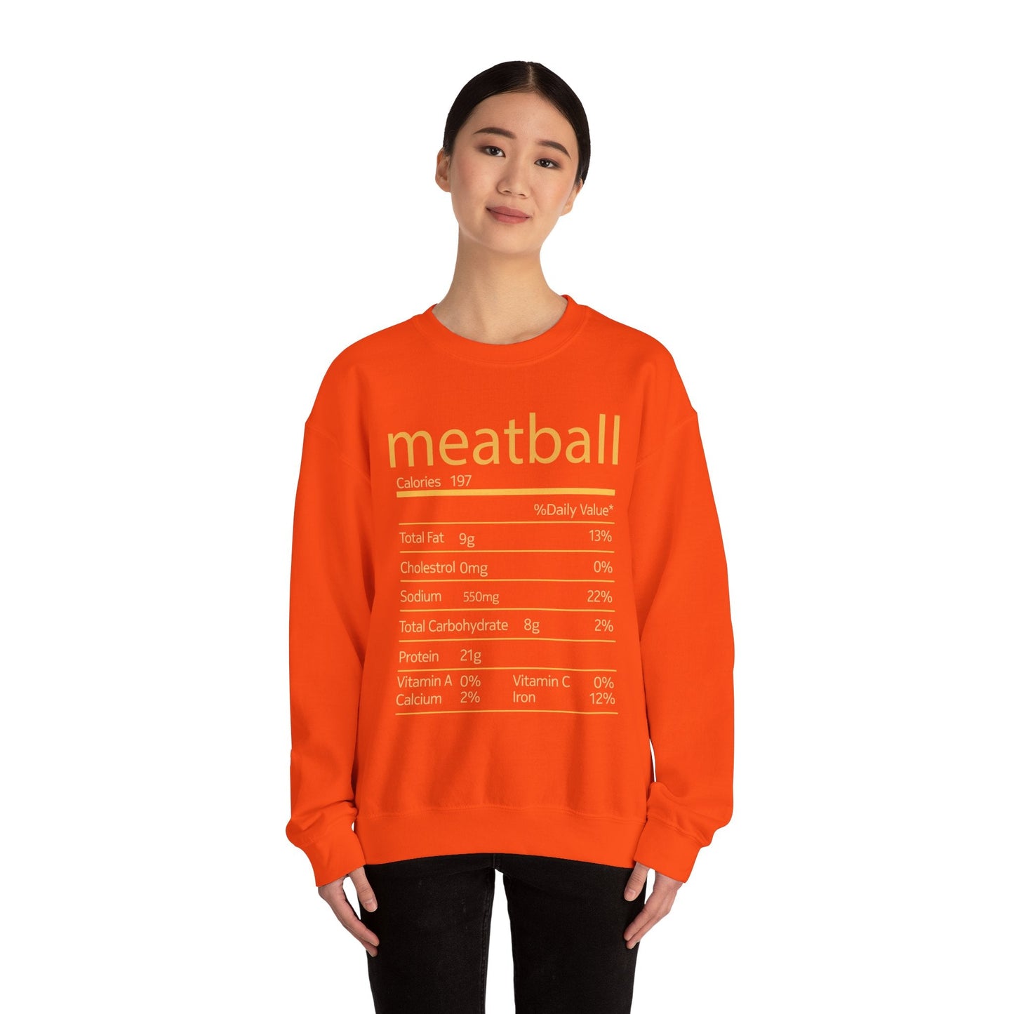 Meatball Nutrition Facts Funny Thanksgiving Christmas Sweatshirt