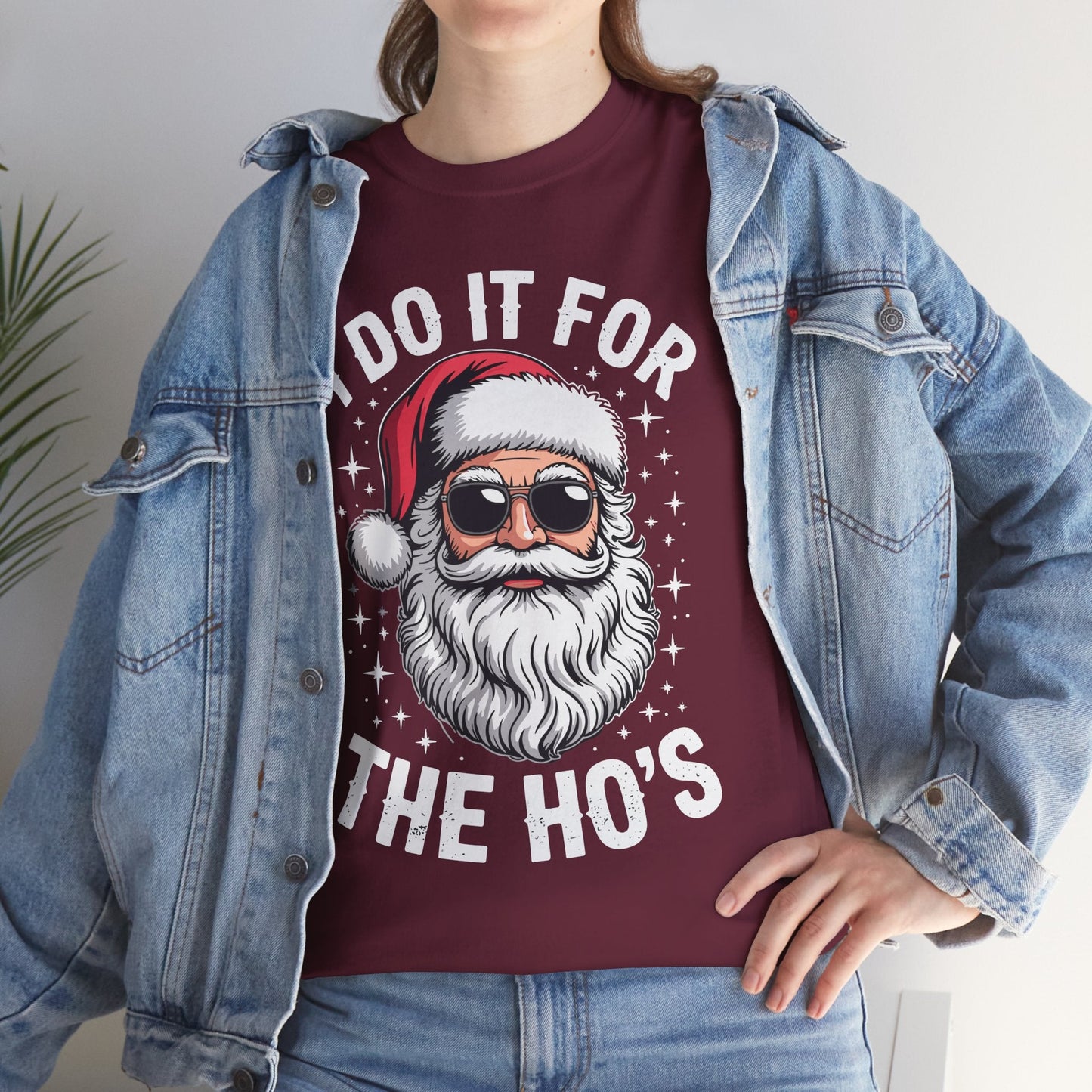 I Do It For The Ho's Funny Inappropriate Christmas Santa T-Shirt