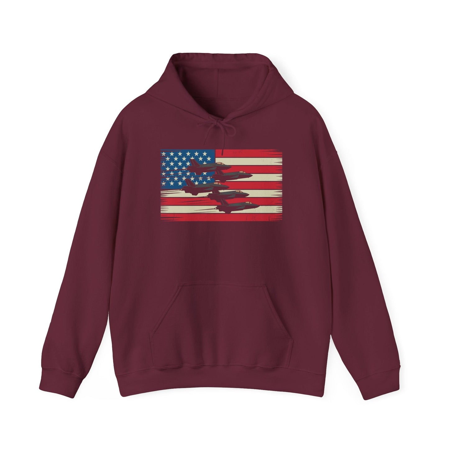 Vintage American Flag USA Fighter Jets 4th of July Patriotic Hoodie