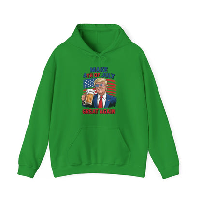 Funny Trump Make 4th Of July Great Again Drinking Beer Hoodie