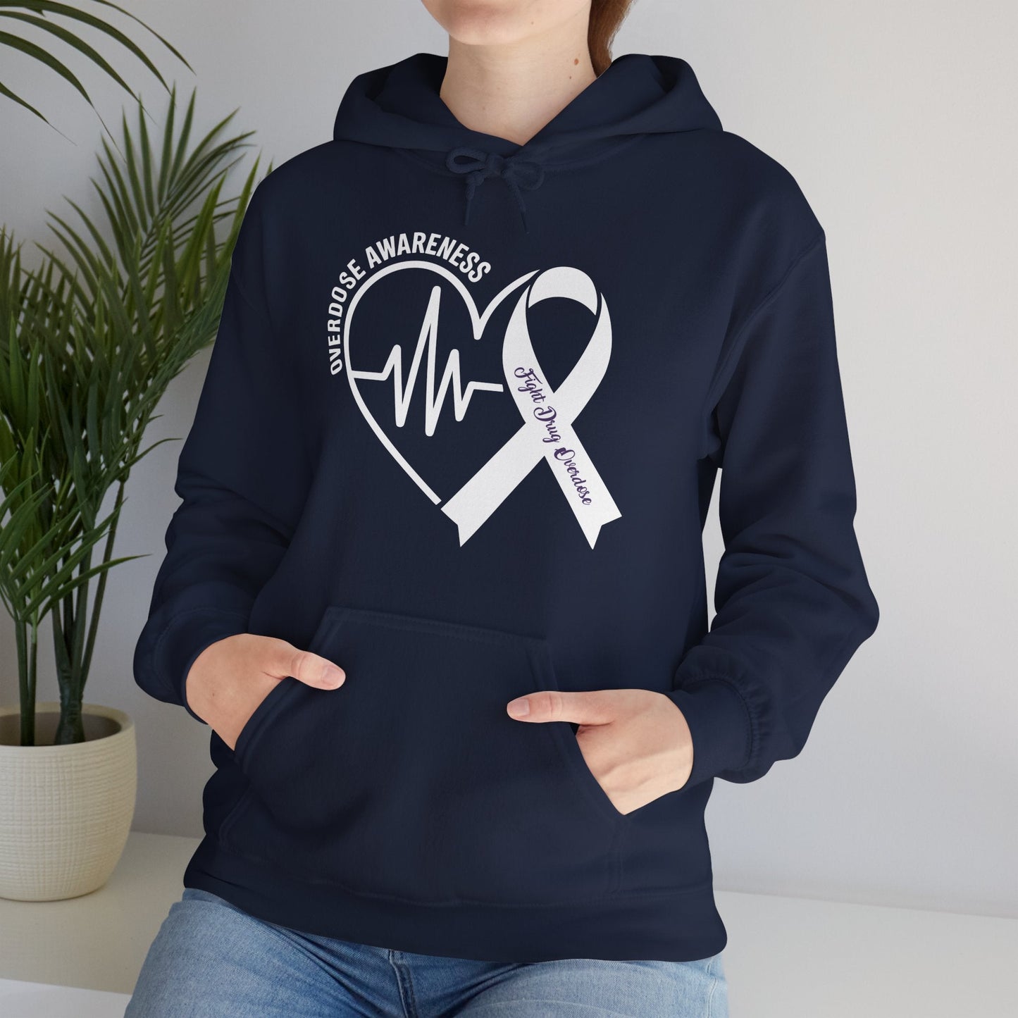 Overdose Awareness Month Heart Purple Ribbon Support Hoodie