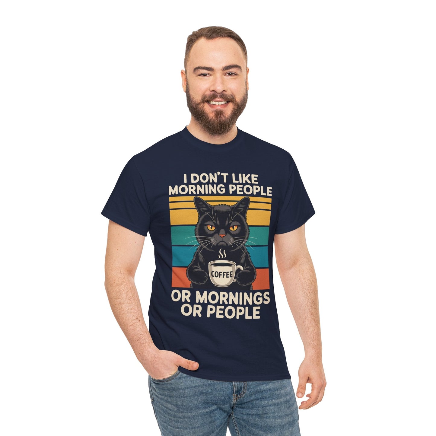 I Hate Morning People And Mornings And People Coffee Cat T-Shirt