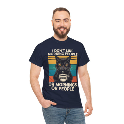 I Hate Morning People And Mornings And People Coffee Cat T-Shirt