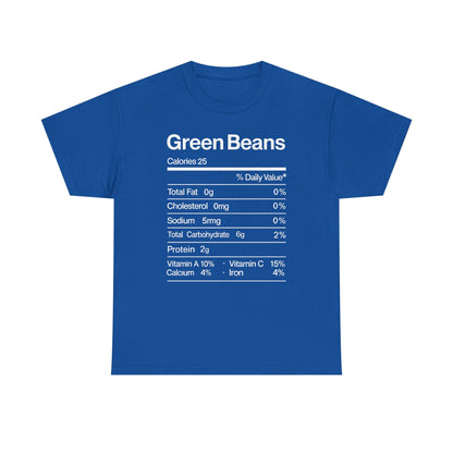 Green Beans Nutrition Facts Funny Thanksgiving Christmas T-Shirt