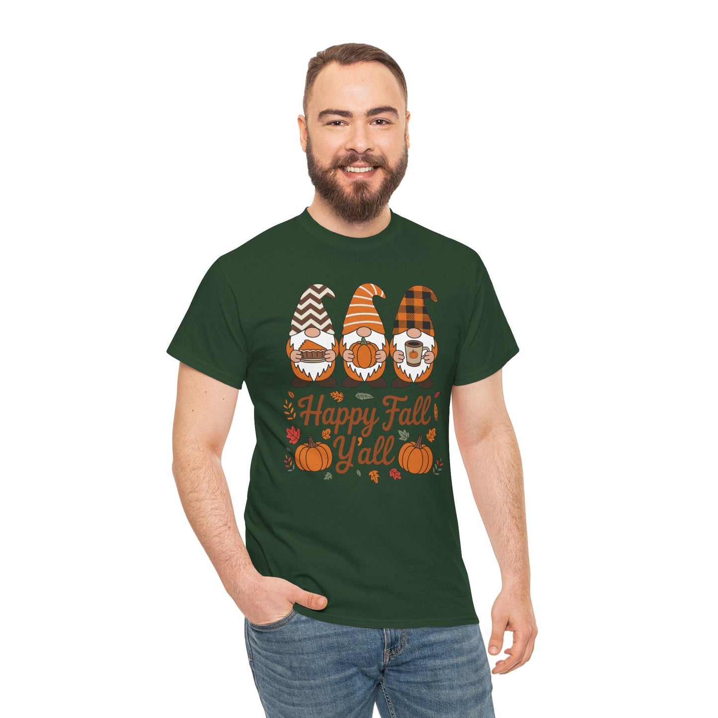 Happy Fall Y'all Gnome Pumpkin Autumn Thanksgiving Men Women T-Shirt