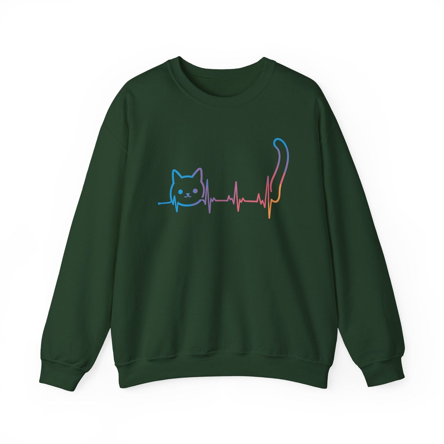 Heartbeat Cat Lover Animal Silhouette Cute Cat Sweatshirt