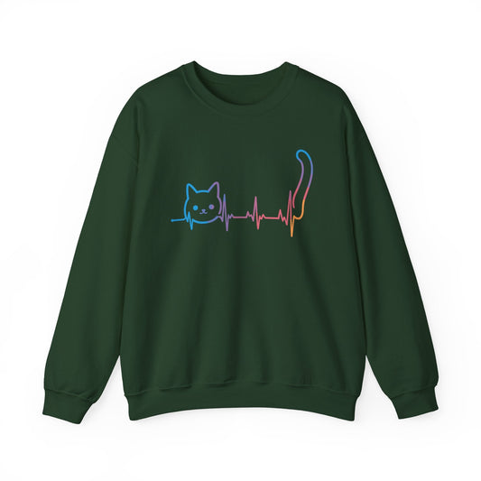 Heartbeat Cat Lover Animal Silhouette Cute Cat Sweatshirt