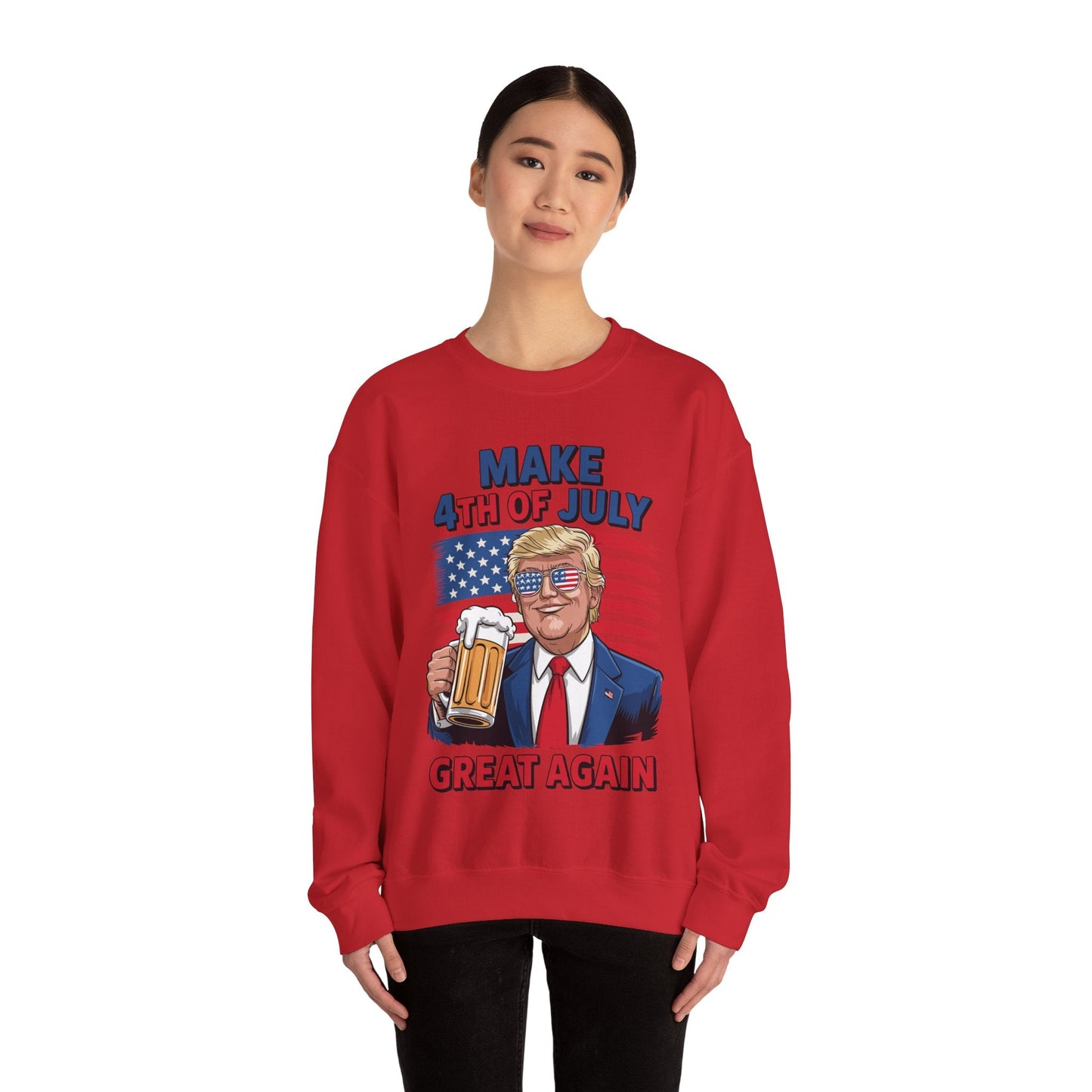 Funny Trump Make 4th Of July Great Again Drinking Beer Sweatshirt