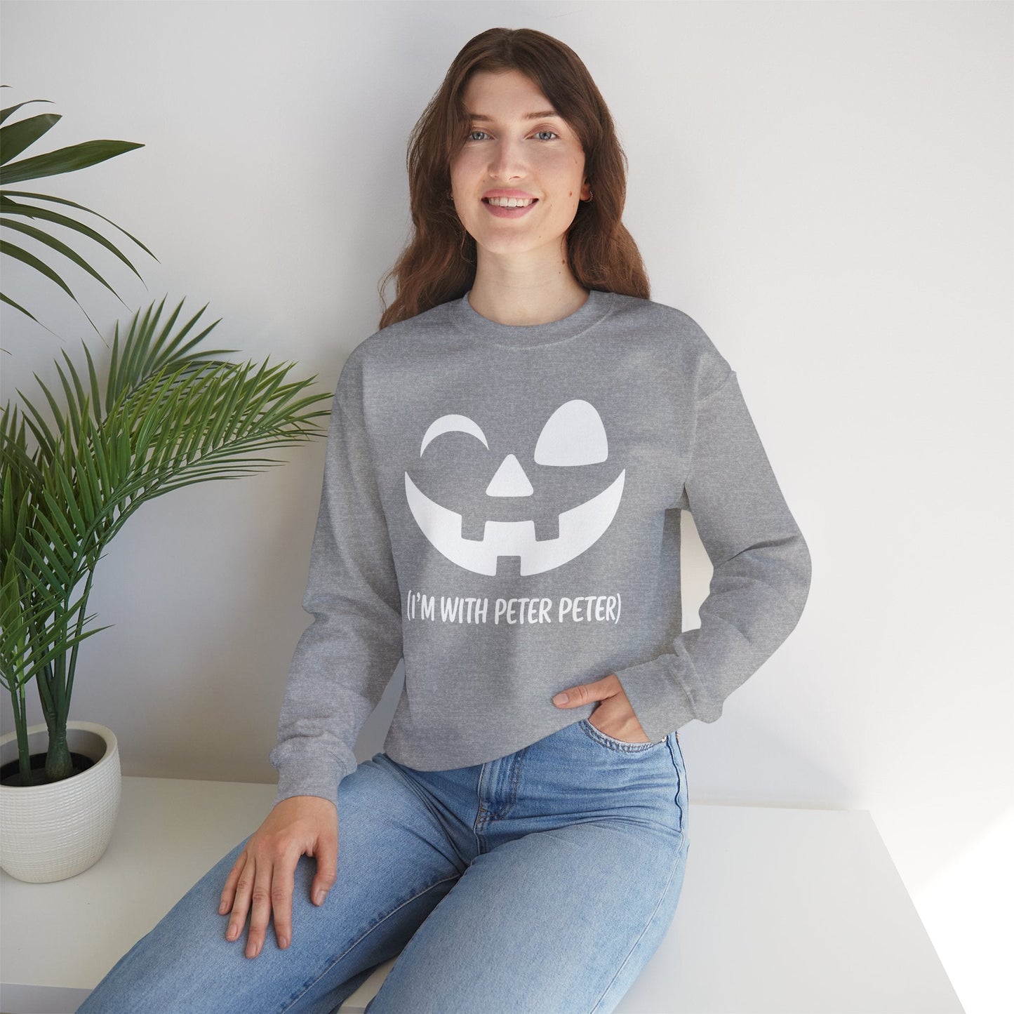 Im With Peter Couple Halloween Adult Eater Pumpkin Sweatshirt