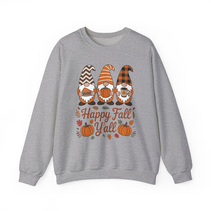 Happy Fall Y'all Gnome Pumpkin Autumn Thanksgiving Men Women Sweatshirt