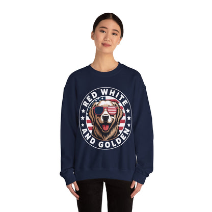 Red White Golden Retriever American Flag 4th of July Gift Sweatshirt