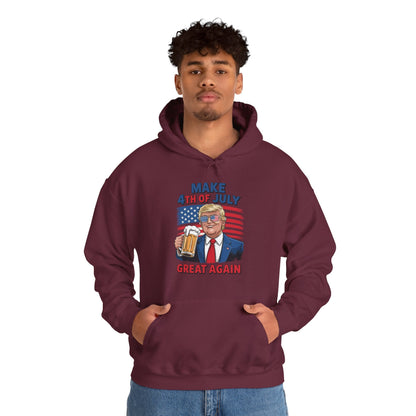 Funny Trump Make 4th Of July Great Again Drinking Beer Hoodie