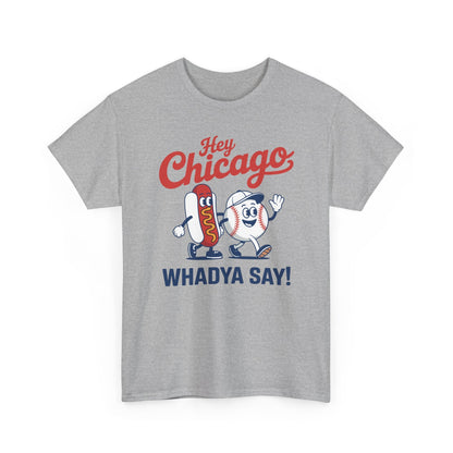 Hey Chicago Whadya Say Baseball and Hot Dog 4th of July Men Women T-Shirt