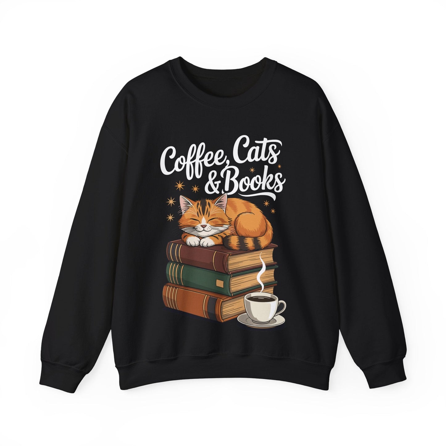 Coffee Cats & Books Lover, For Women & Girls, Funny Coffee Sweatshirt