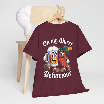 Oktoberfest On My Wurst Behaviour German Beer Sausage Adults T-Shirt