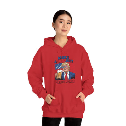 Funny Trump Make 4th Of July Great Again Drinking Beer Hoodie