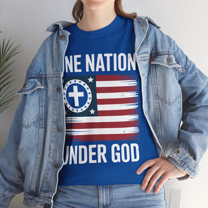 One Nation Under God Flag 4th Of July Patriotic Christian T-Shirt
