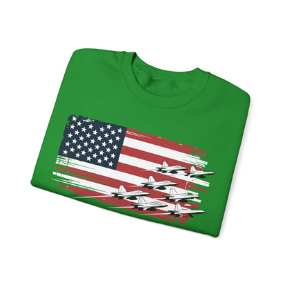 Patriotic Red White Blue USA Flag Fighter Jets 4th of July Sweatshirt