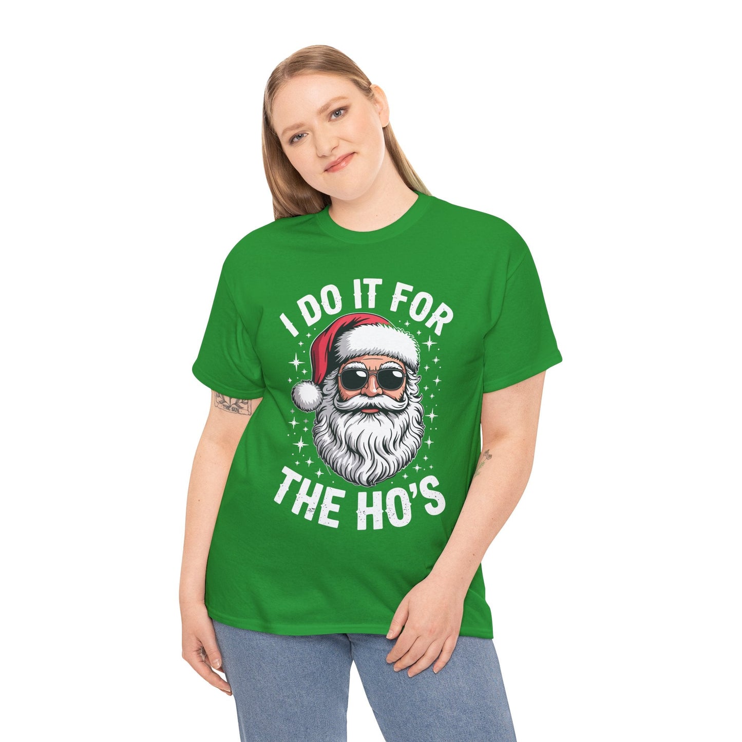 I Do It For The Ho's Funny Inappropriate Christmas Santa T-Shirt