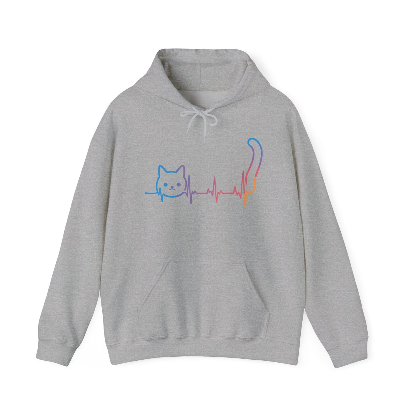 Heartbeat Cat Lover Animal Silhouette Cute Cat Hoodie