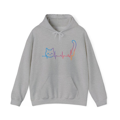Heartbeat Cat Lover Animal Silhouette Cute Cat Hoodie