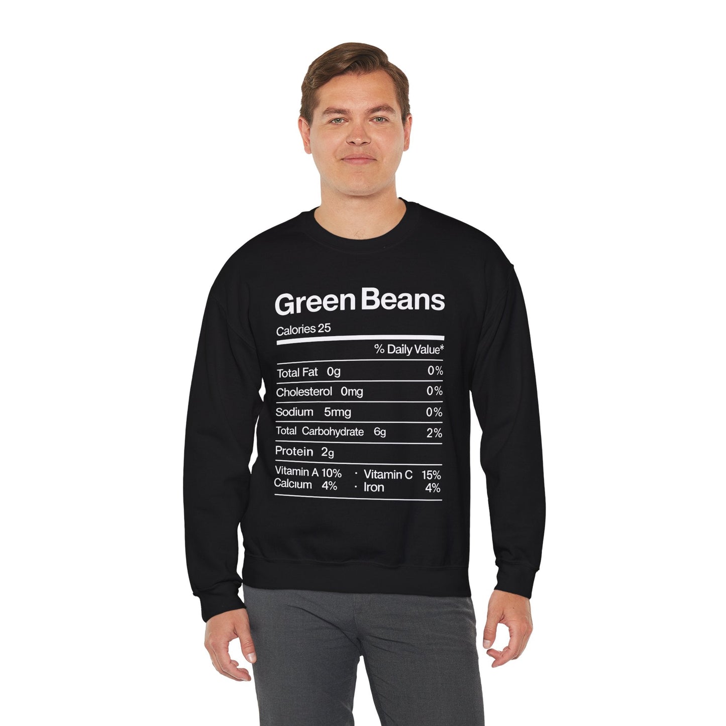 Green Beans Nutrition Facts Funny Thanksgiving Christmas Sweatshirt