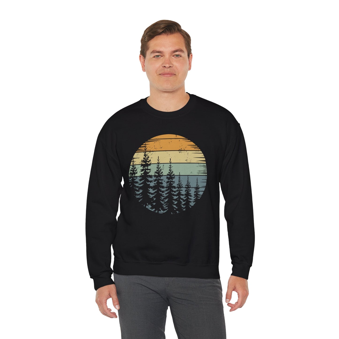 Retro Forest Trees Outdoors Nature Vintage Graphic Sweatshirt