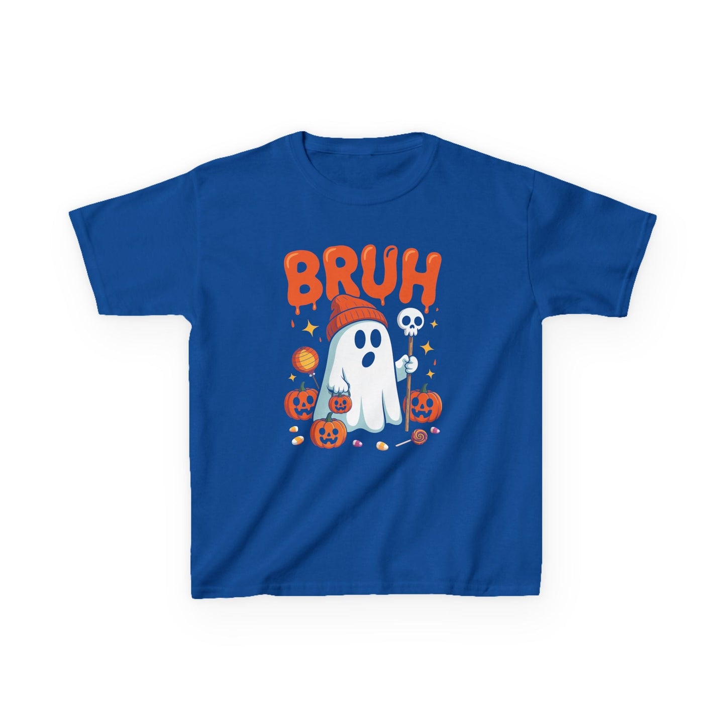 Bruh Ghost Halloween Cute Ghost Trick Or Treat Candy Kids T-Shirt