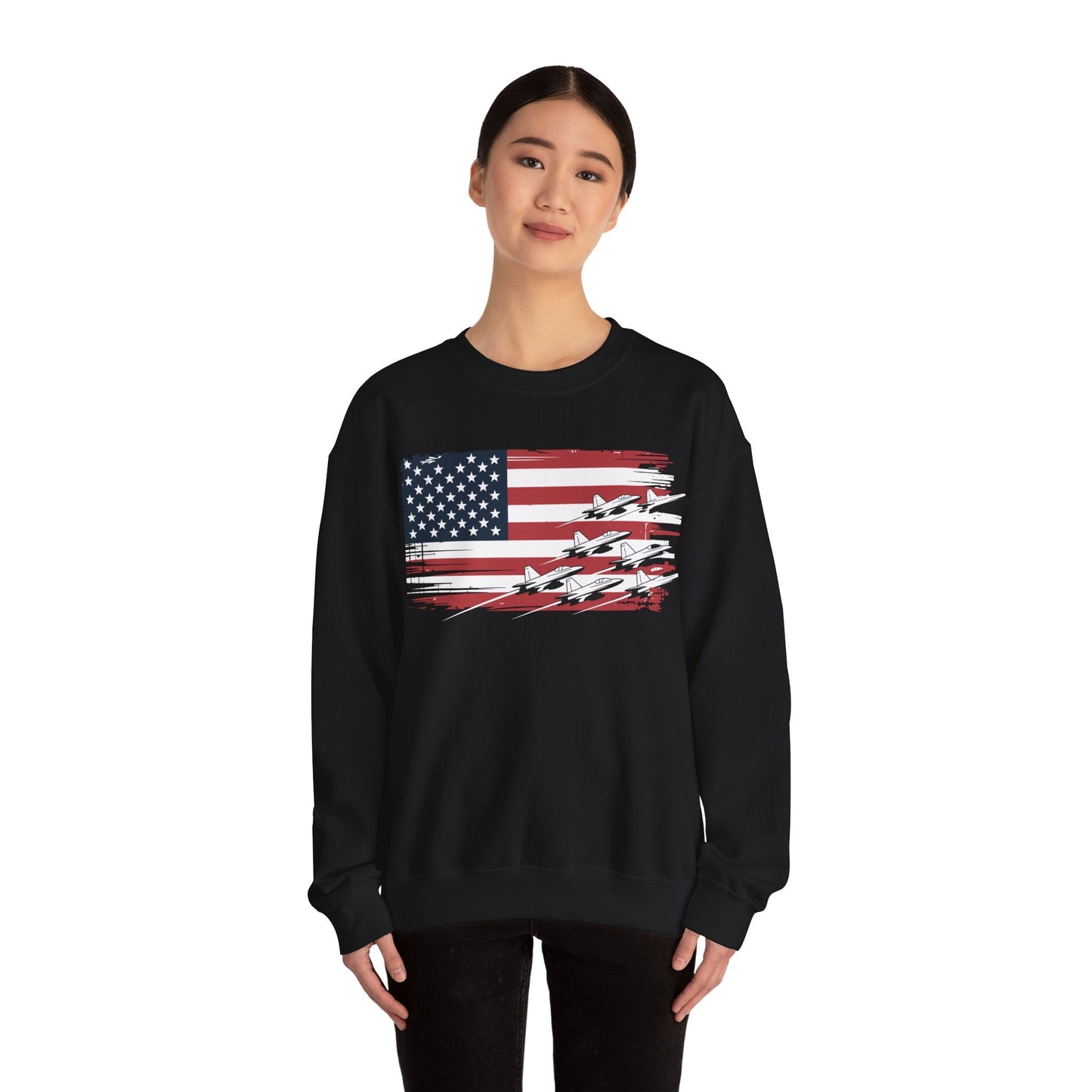 Patriotic Red White Blue USA Flag Fighter Jets 4th of July Sweatshirt