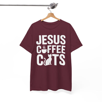 Christian Jesus, Coffee, Cats - Religous Cat Caffeine Lover T-Shirt
