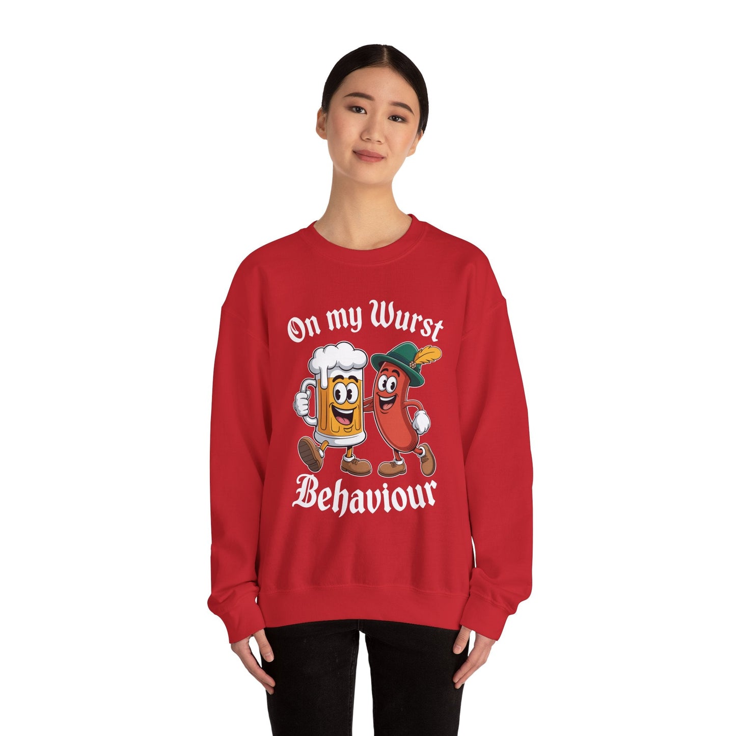 Oktoberfest On My Wurst Behaviour German Beer Sausage Adults Sweatshirt