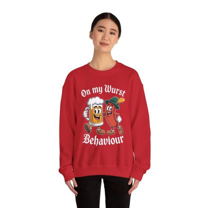 Oktoberfest On My Wurst Behaviour German Beer Sausage Adults Sweatshirt