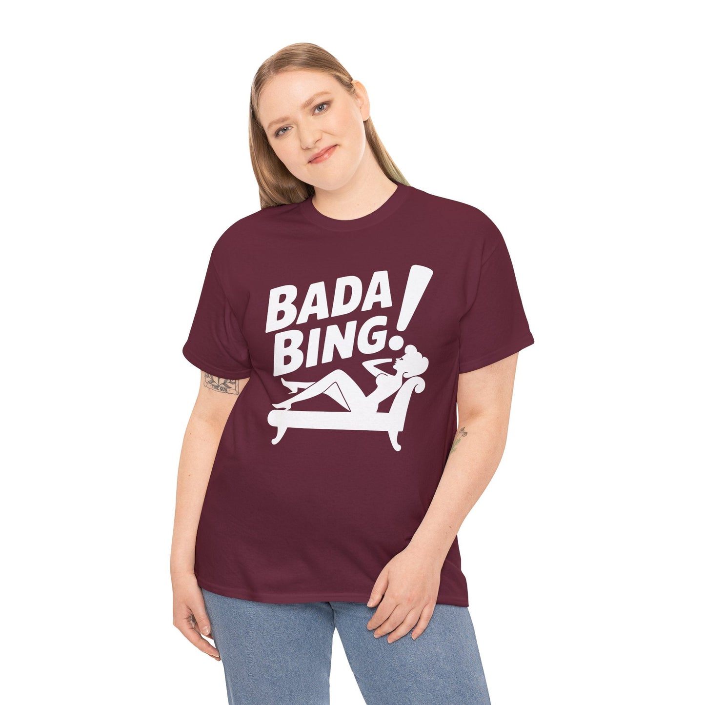 Funny Vintage Bada Sarcastic Bing Retro Sexy Girl Bada Bam T-Shirt