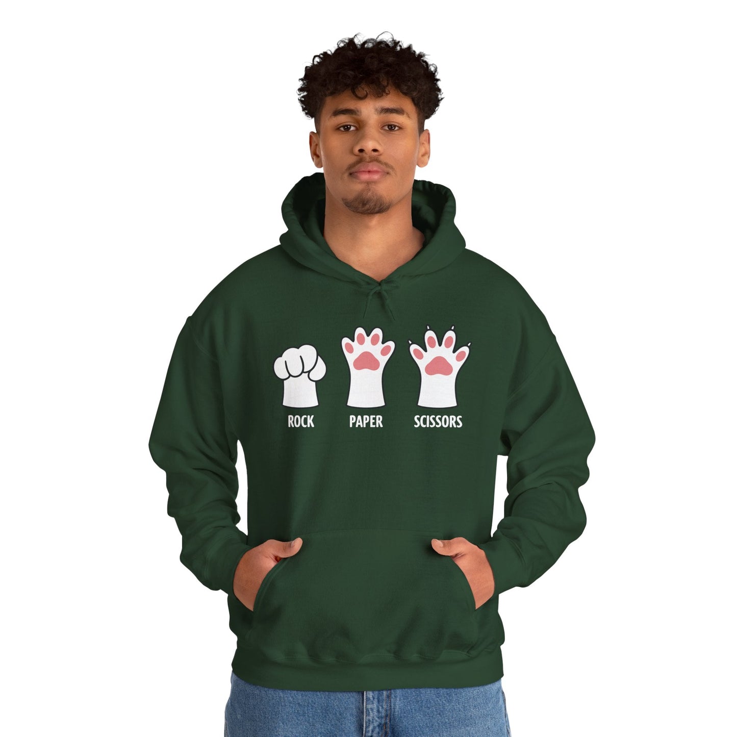 Funny  Introvert Cat Animal Rescue Rock Paper Scissors Cute Paw Cat Hoodie