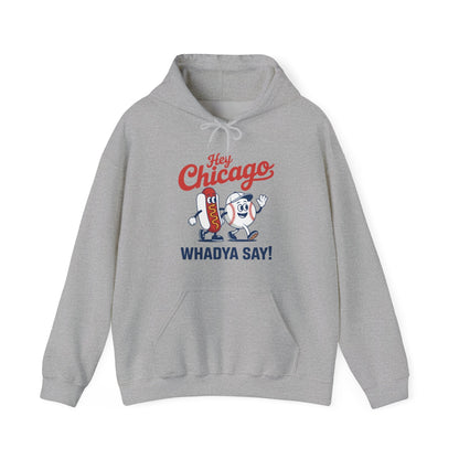 Hey Chicago Whadya Say Baseball and Hot Dog 4th of July Men Women Hoodie