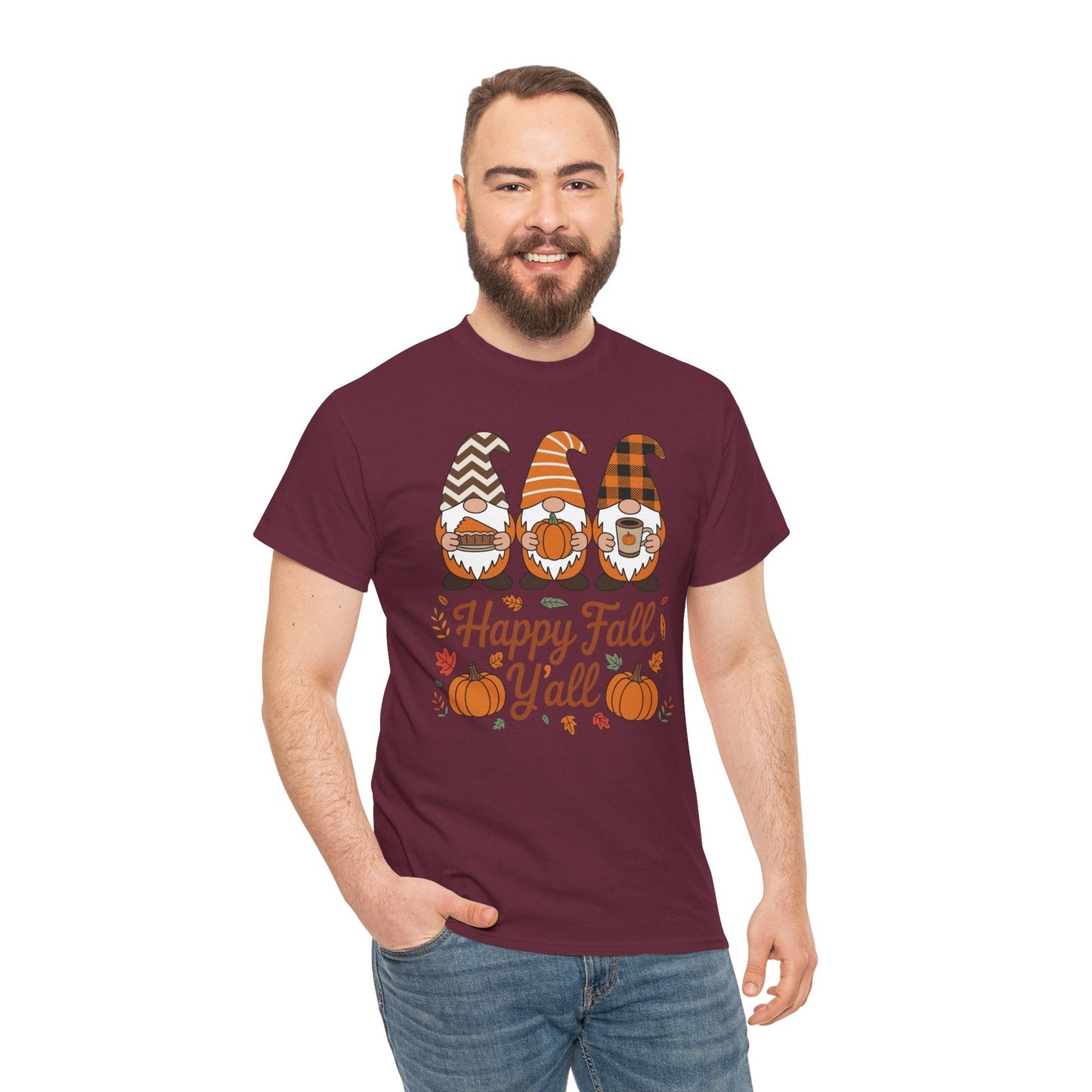 Happy Fall Y'all Gnome Pumpkin Autumn Thanksgiving Men Women T-Shirt