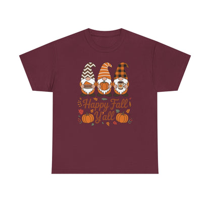 Happy Fall Y'all Gnome Pumpkin Autumn Thanksgiving Men Women T-Shirt