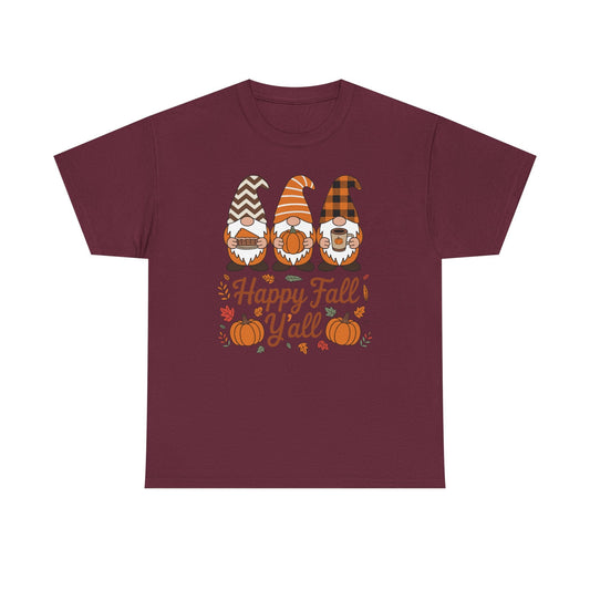 Happy Fall Y'all Gnome Pumpkin Autumn Thanksgiving Men Women T-Shirt