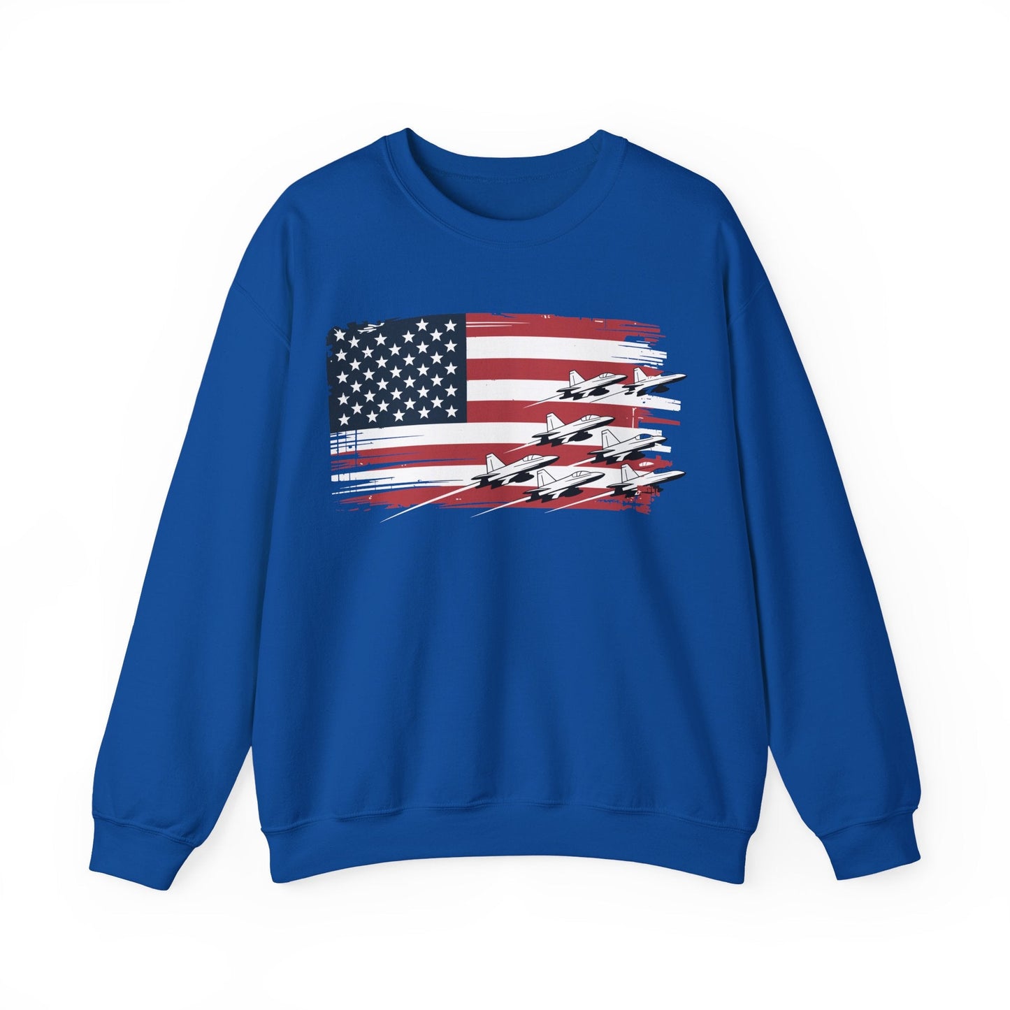 Patriotic Red White Blue USA Flag Fighter Jets 4th of July Sweatshirt
