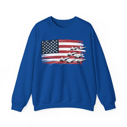 Patriotic Red White Blue USA Flag Fighter Jets 4th of July Sweatshirt