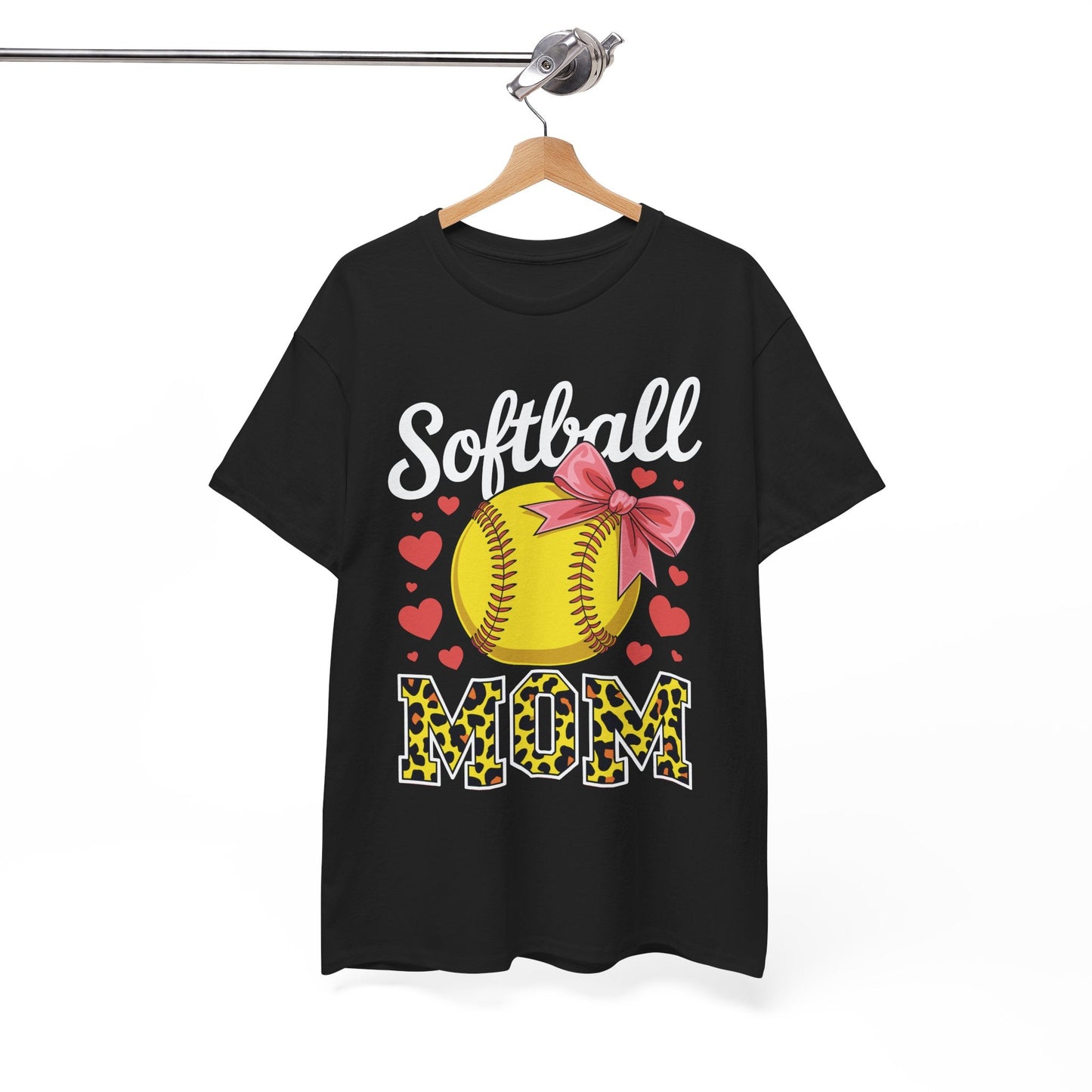 Softball Mom Headband Leopard Softball Ball Mothers Day Mama T-Shirt