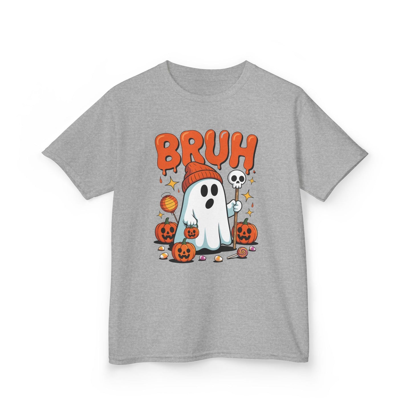 Bruh Ghost Halloween Cute Ghost Trick Or Treat Candy Kids T-Shirt